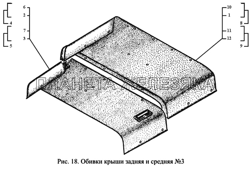 Обивка крыши задняя и средняя №3 ГАЗ-3221