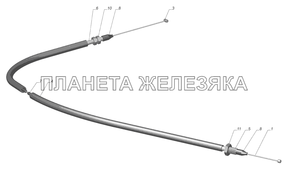 3302-1108050-40. Тяга акселератора с оболочкой ГАЗ-3302 (с двиг. УМЗ)