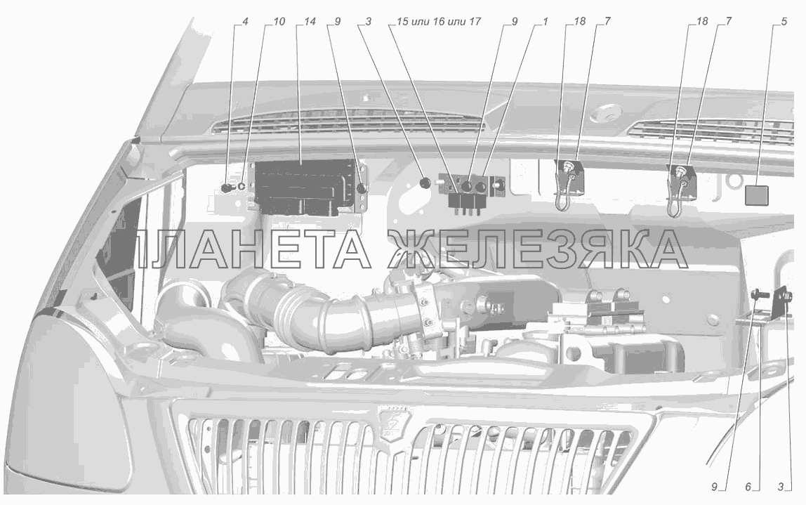 33023-3761002. Установка приборов системы управления двигателем ГАЗ-3302 (с двиг. УМЗ)