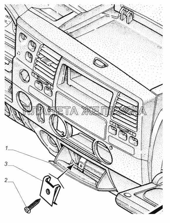 3310-8203005. Установка передней пепельницы ГАЗ-3302 (с двиг. УМЗ)