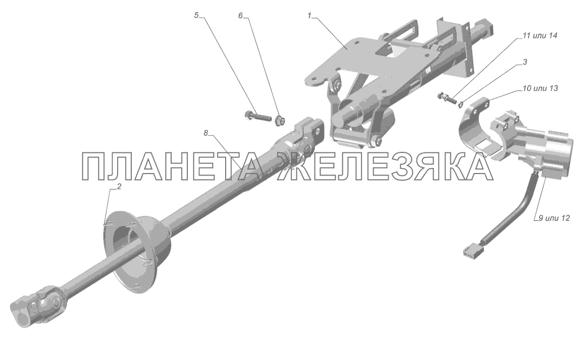 Схема рулевой колонки газель