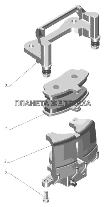 3302-3501136. Скоба переднего дискового тормоза правая ГАЗ-3302 (с двиг. УМЗ)