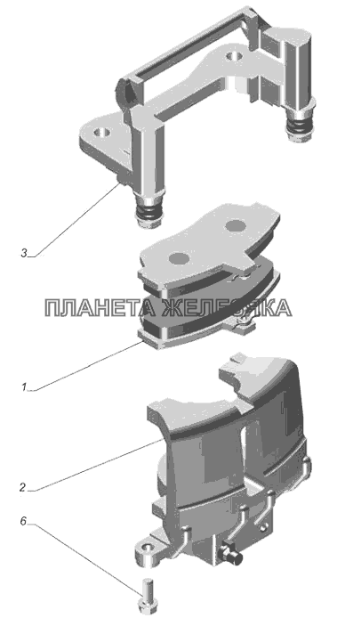 3302-3501136-03. Скоба переднего дискового тормоза правая ГАЗ-3302 (с двиг. УМЗ)