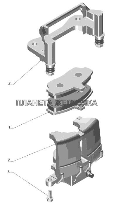 3302-3501137. Скоба переднего дискового тормоза левая ГАЗ-3302 (с двиг. УМЗ)