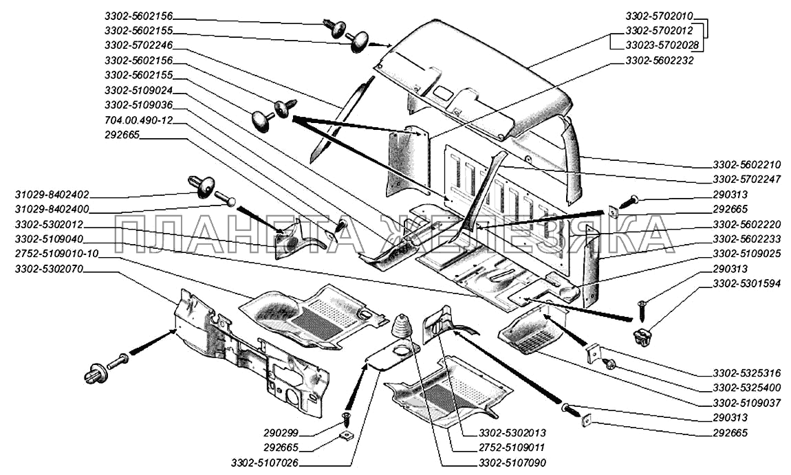 Обивка кабины, коврики пола, крышка люка пола ГАЗ-3302 (2004)