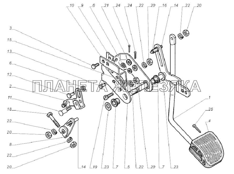 33081-1108008. Педаль акселератора ГАЗ-33081