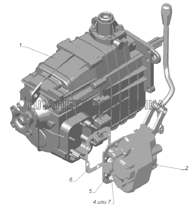 33081-1700195. Коробка передач с коробкой отбора мощности ГАЗ-33081
