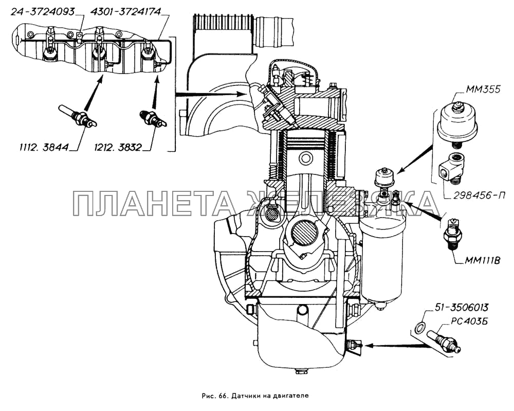 Датчики на двигателе ГАЗ-3309