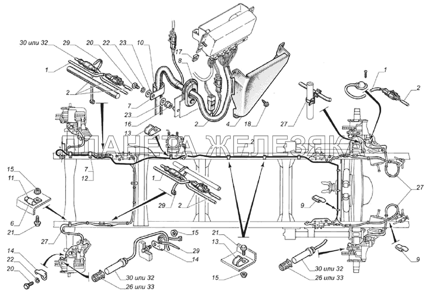 Установка жгутов и датчиков АБС 33104-3862001 ГАЗ-33106 Евро 3