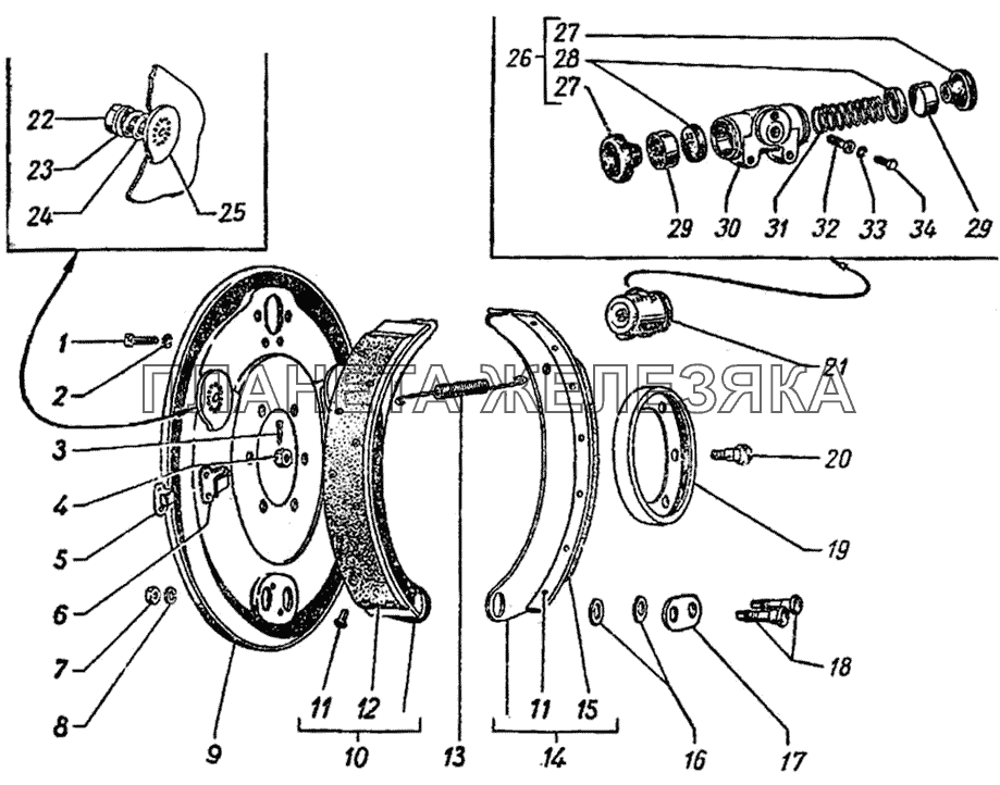 Передние ножные тормоза ГАЗ-51 (63, 63А)