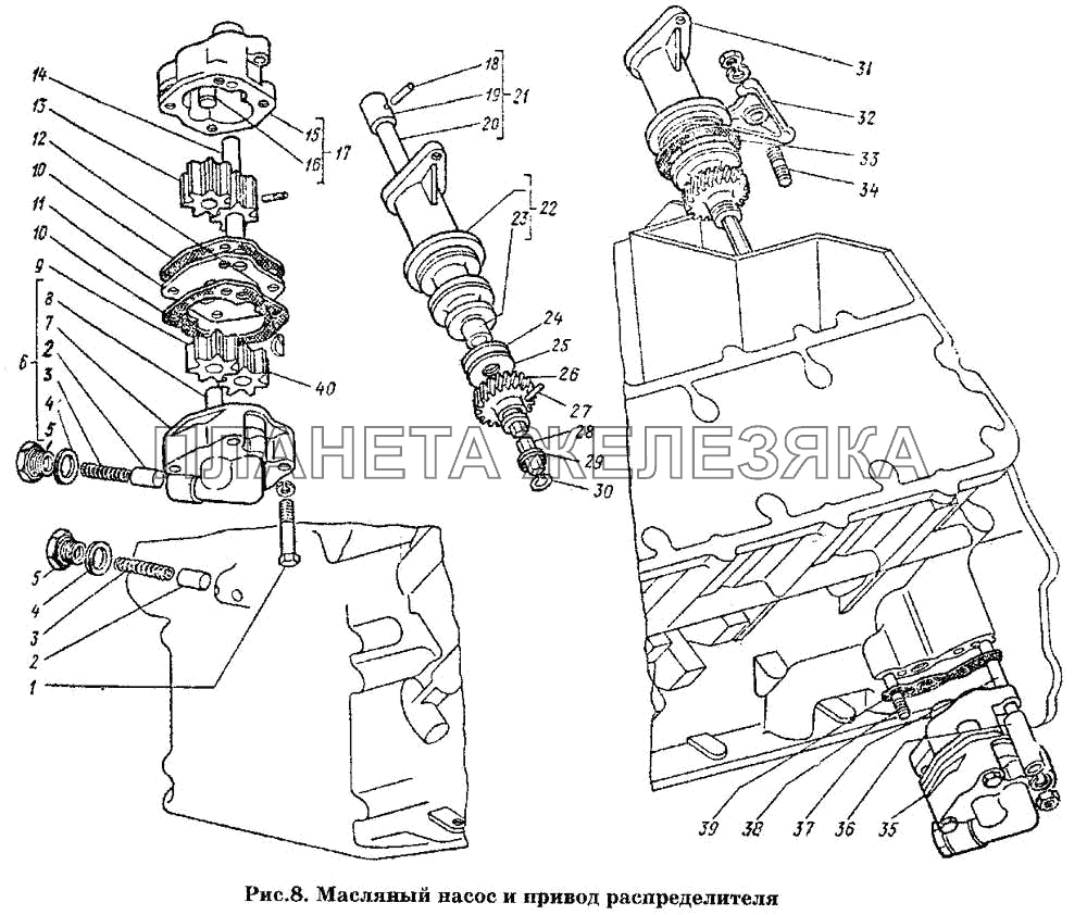 Масляный насос и привод распределителя ГАЗ-53 А