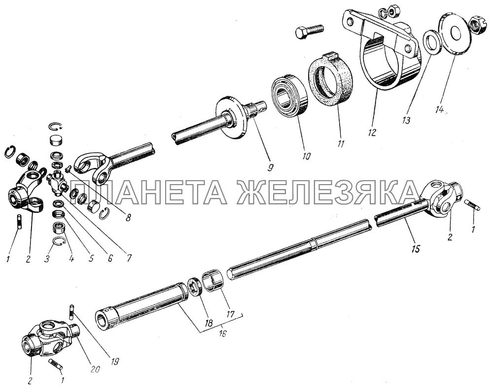 Карданы привода опрокидывающего механизма для ГАЗ-63Д ГАЗ-51 (63, 93)