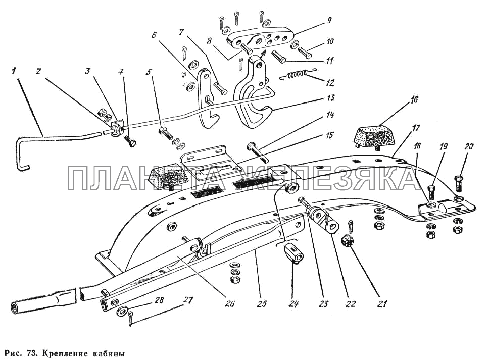 Крепление кабины ГАЗ-66 (Каталог 1983 г.)