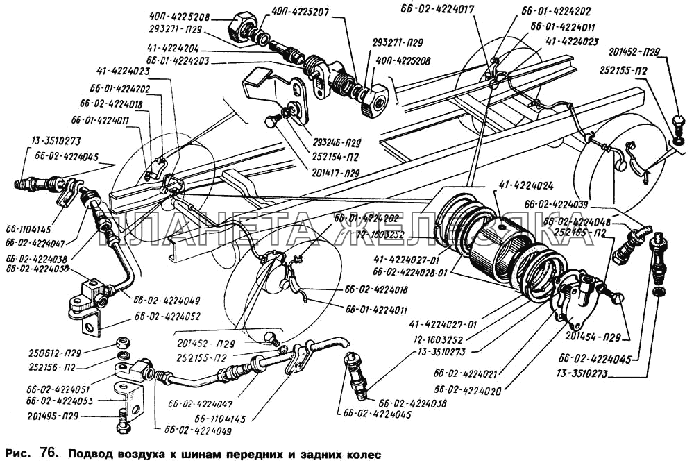 Система подкачки колес газ 66 схема