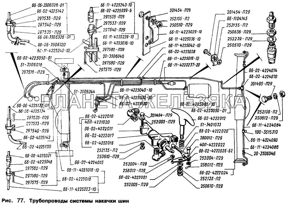 Схема подкачки колес газ 66