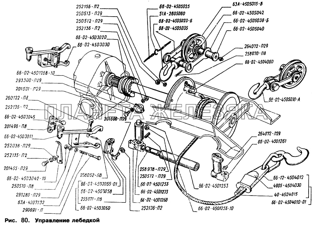 Управление лебедкой ГАЗ-66 (Каталог 1996 г.)
