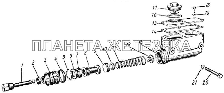 Главный цилиндр тормоза ГАЗ-69