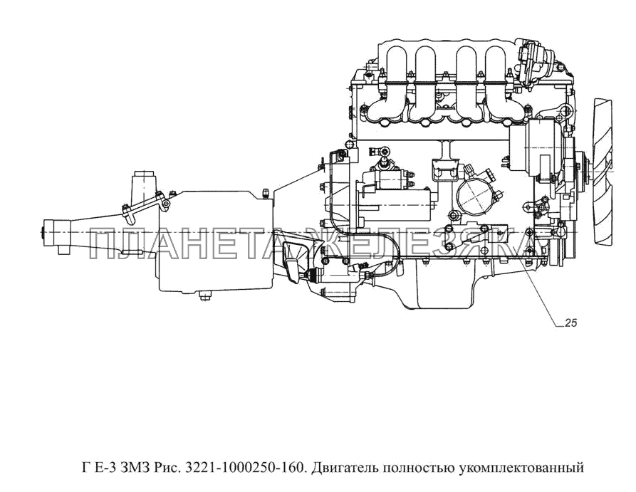 3221-1000250-160. Двигатель полностью укомплектованный ГАЗ-3302 (доп. с дв. ЗМЗ Е 3)