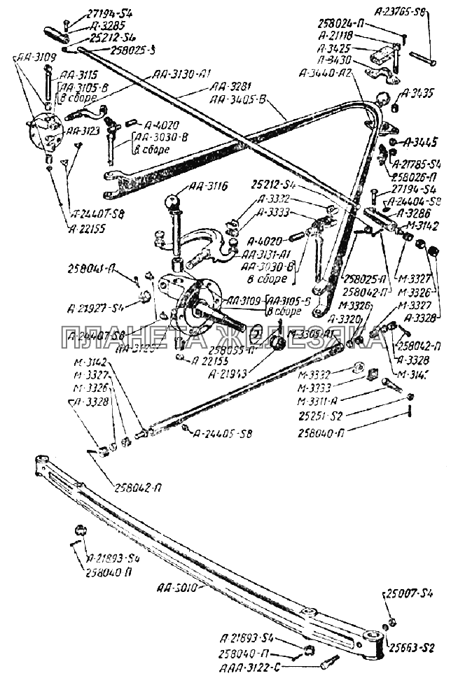 Штанги реактивные, ось передняя, тяги рулевые ГАЗ-ММ 