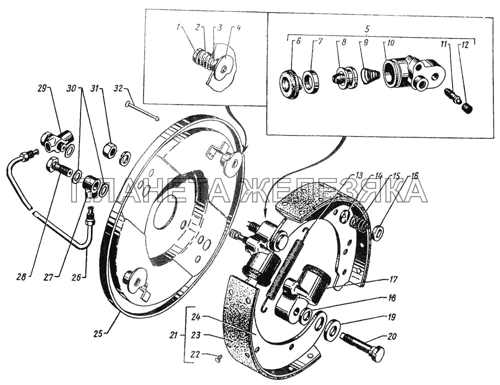 Передние ножные тормоза  и тормозные барабаны ГАЗ-12 (ЗИМ)