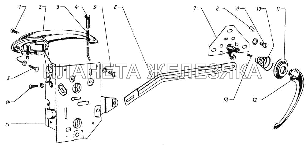 Замок и ручка задней двери ГАЗ-12 (ЗИМ)