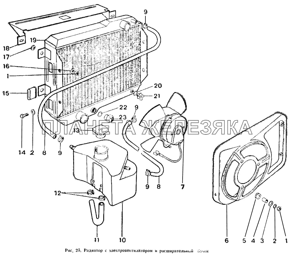 Радиатор с электровентилятором и расширительный бачок ИЖ 2126