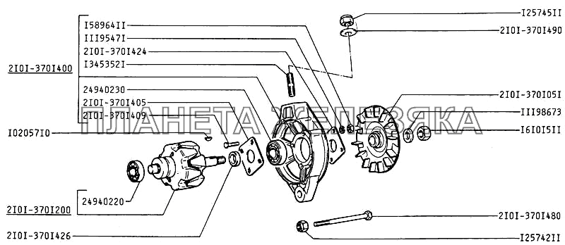 Детали генератора ИЖ 2126 с двигателем ВАЗ