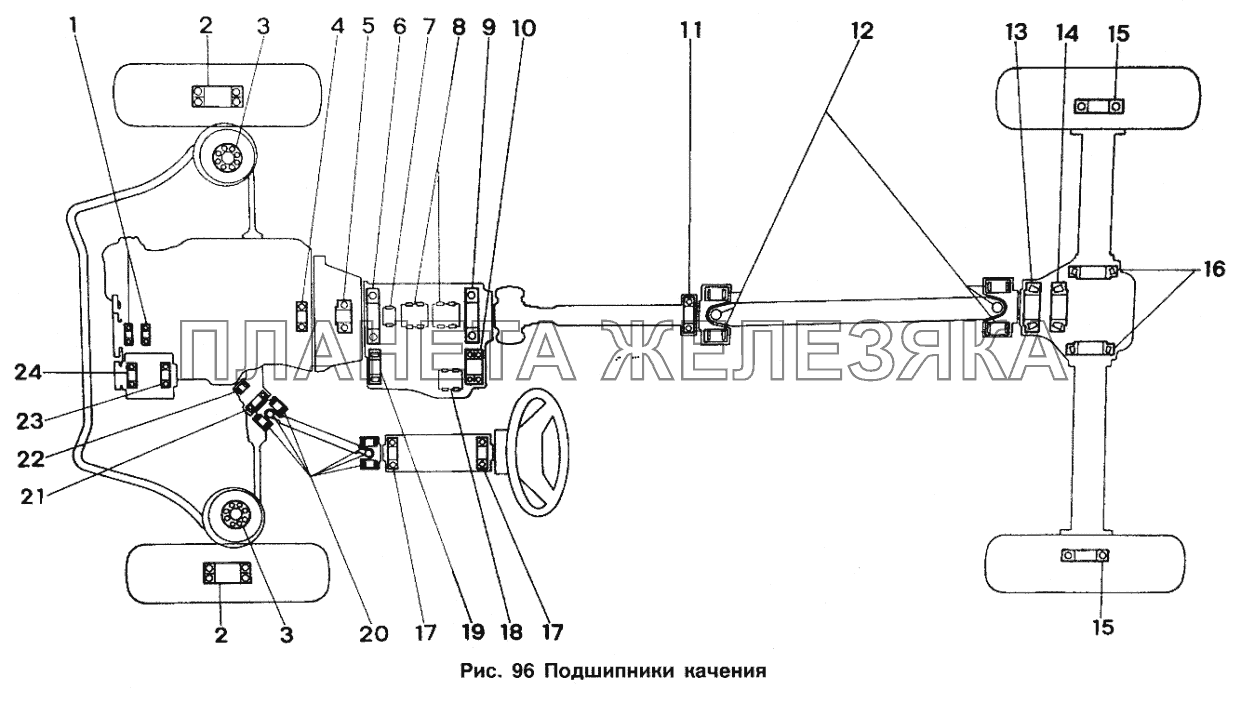 Схема расположения подшипников качения для двигателя УЗАМ 331 ИЖ 2717