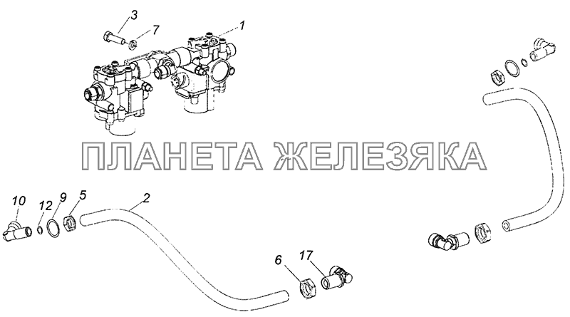 5308-3506001-04 Установка пневмопривода тормозов передней оси КамАЗ-4308 (Евро 4)