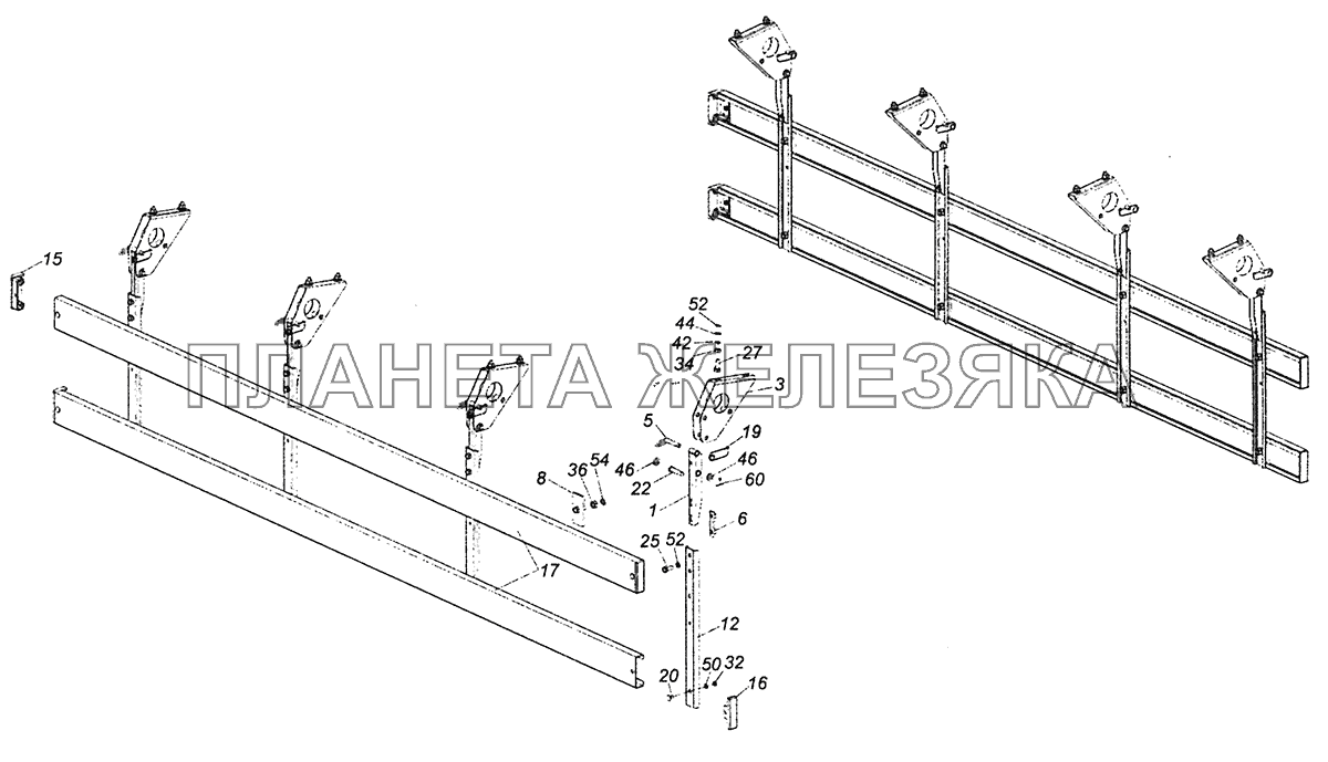 4308-8410003-85 Установка боковой защиты КамАЗ-4308 (Евро 4)