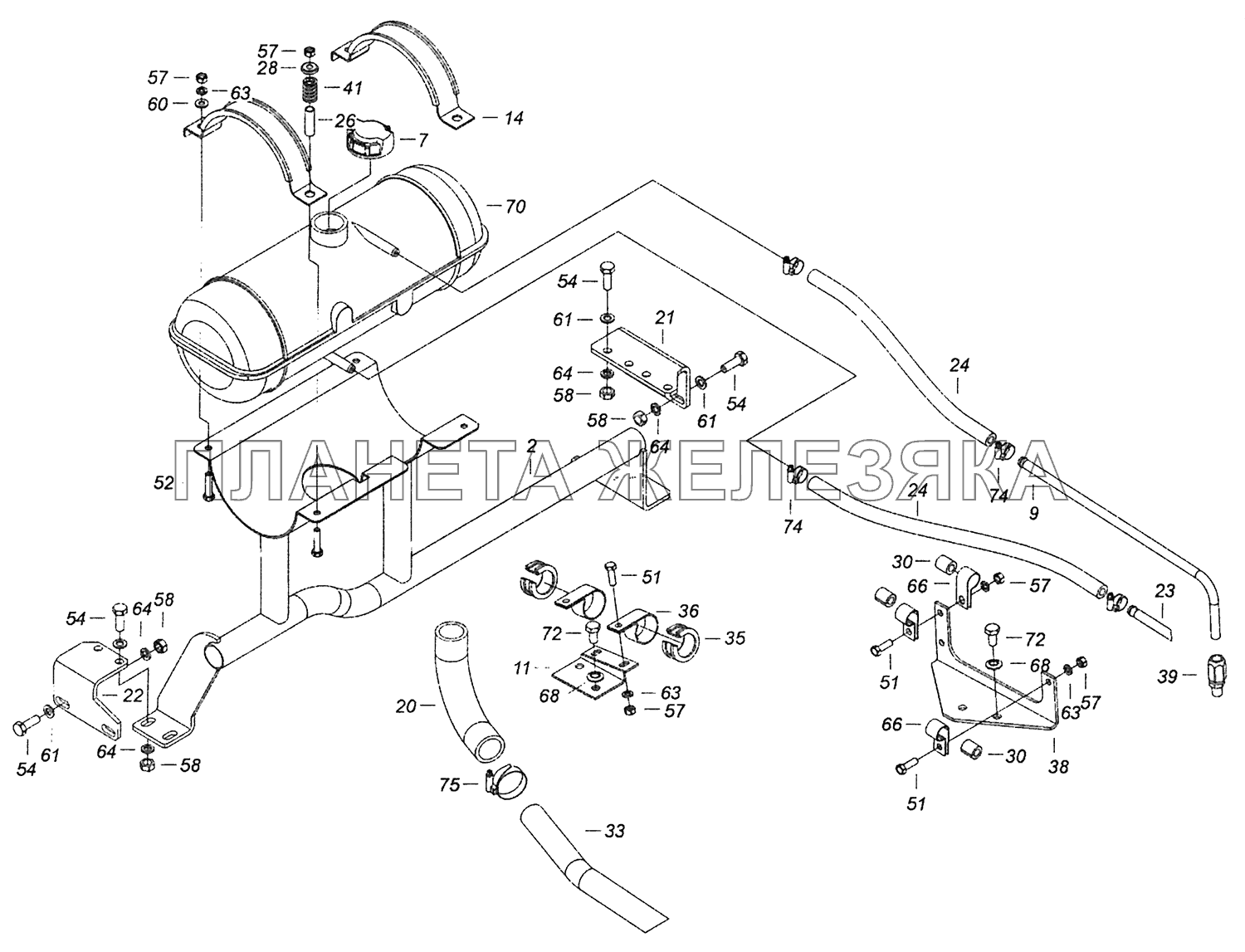 5308-1311005-20 Установка бачка расширительного КамАЗ-4308 (Евро 4)