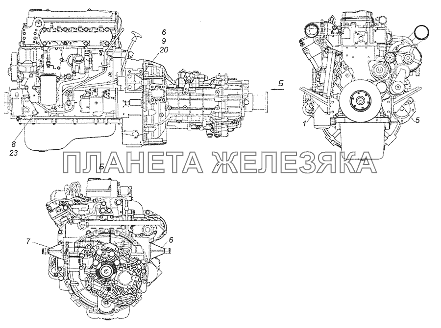 43255-1001000-50 Установка кронштейнов силового агрегата КамАЗ-4308 (Евро 4)