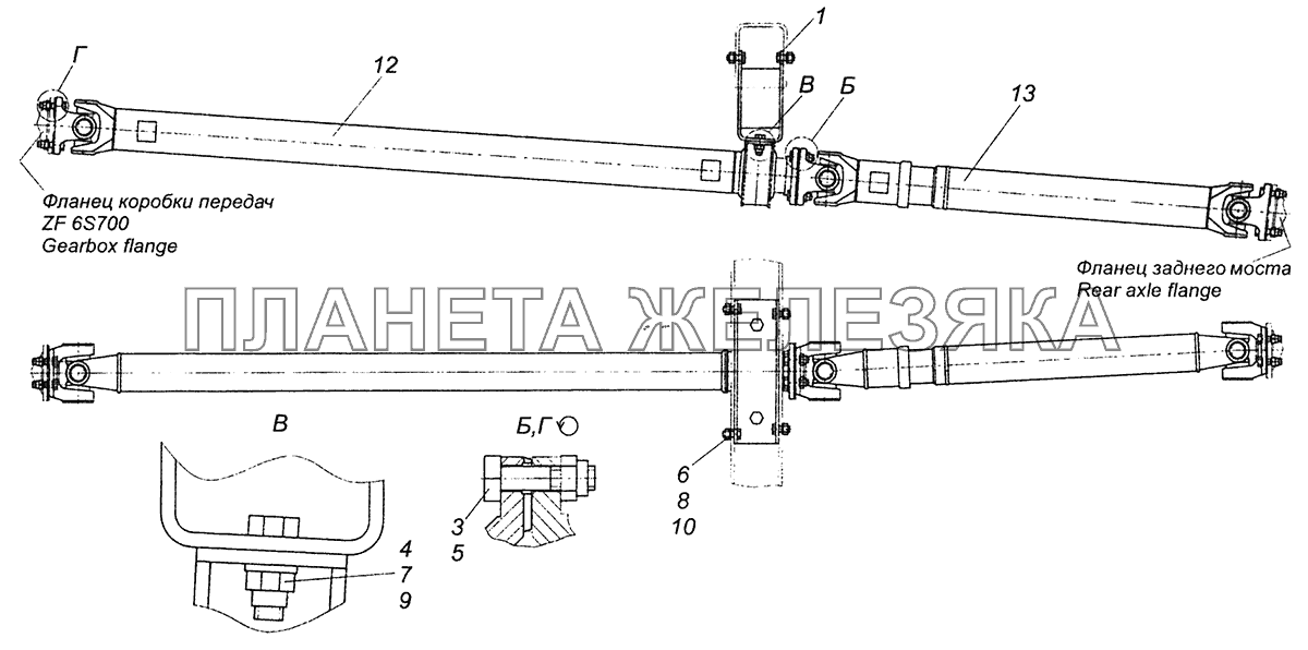 4308-2200001-42 Установка карданных валов КамАЗ-4308 (Евро 4)