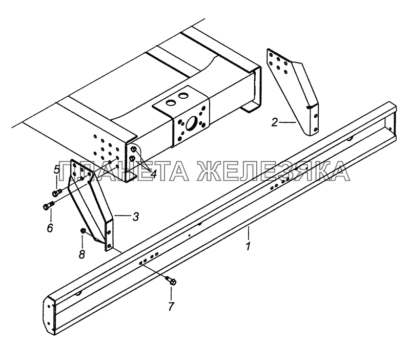 5308-2804003 Установка заднего буфера КамАЗ-4308 (Евро 4)