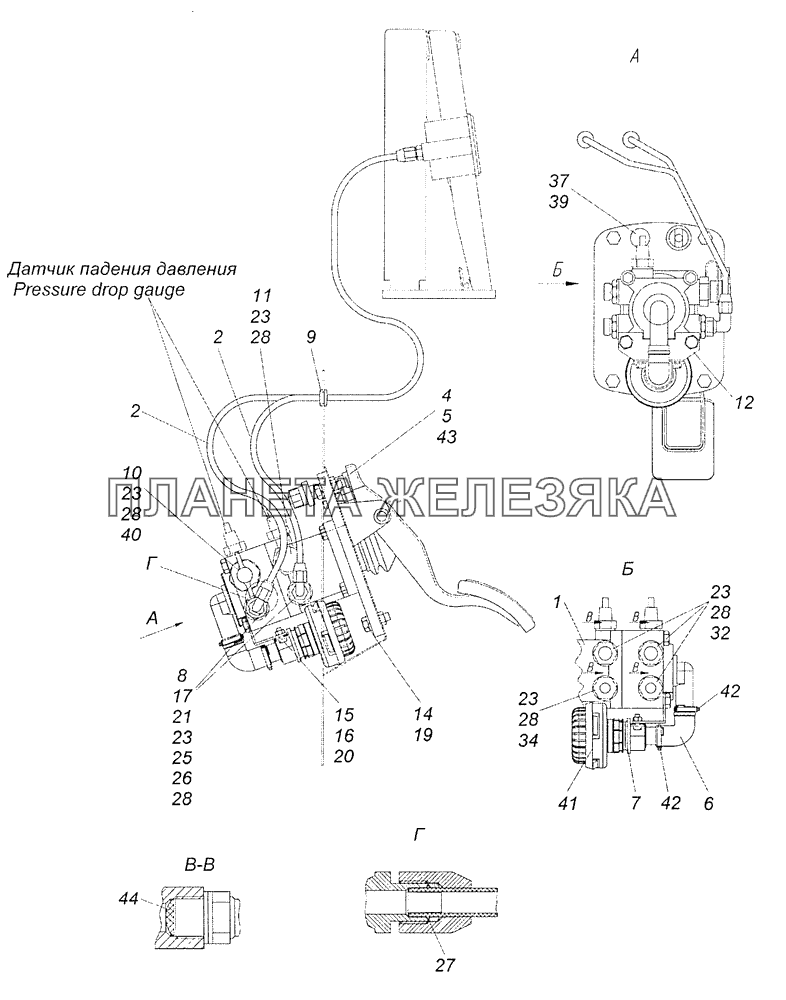 4308-3500014 Установка двухсекционного тормозного крана КамАЗ-4308 (Евро 3)