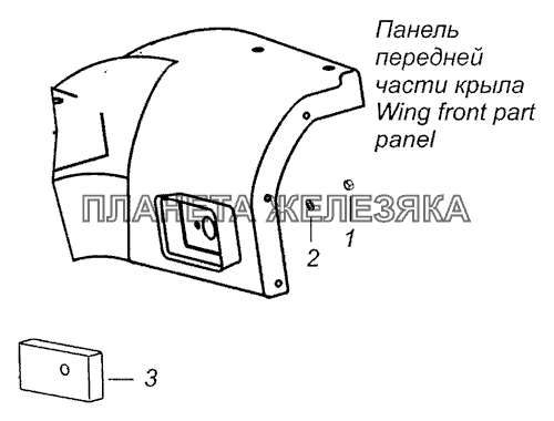 54115-3731001 Установка боковых габаритных фонарей на переднем крыле КамАЗ-4308 (Евро 3)