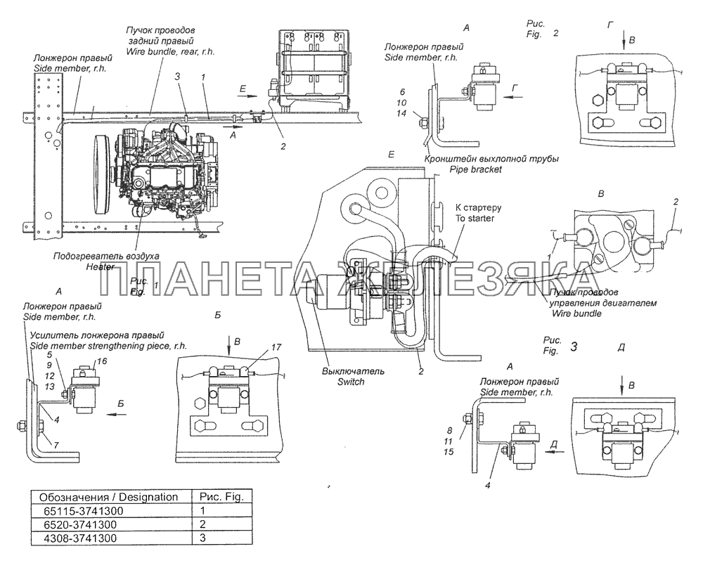 65115-3741300 Установка контактора подогревателя воздуха КамАЗ-4308 (Евро 3)