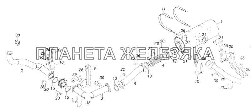 4308-1200003-10 Установка системы выпуска КамАЗ-4308 (Евро 3)