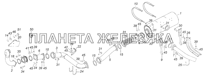 4308-1200005 Установка системы выпуска КамАЗ-4308 (Евро 3)