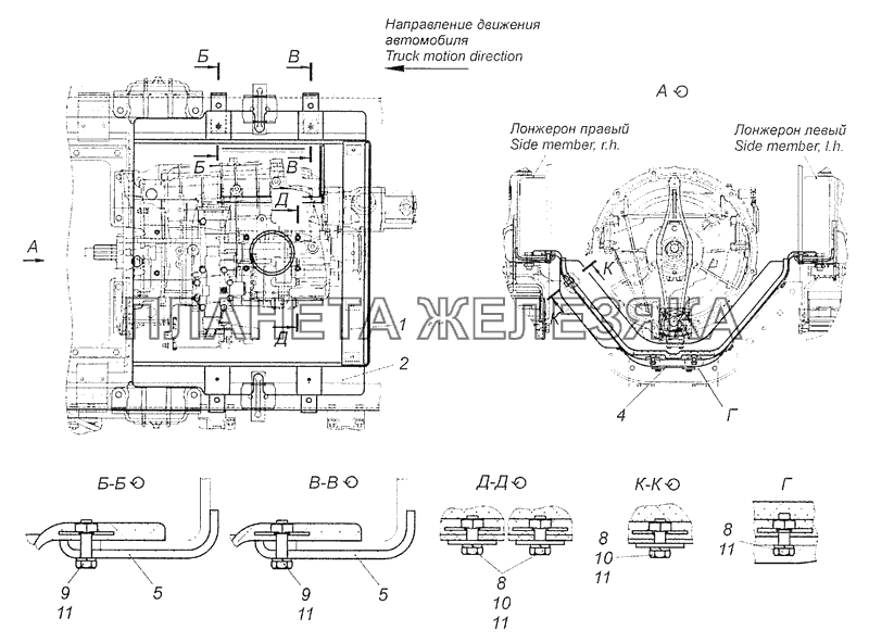 4308-1580004 Установка шумоизоляционного экрана нижнего КПП КамАЗ-4308 (Евро 3)