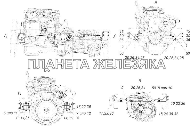4308-1001005-13 Установка силового агрегата КамАЗ-4308 (Евро 3)