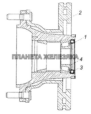 4308-3103009 Ступица колеса с диском тормоза, подшипником и манжетой КамАЗ-4308 (Евро 3)