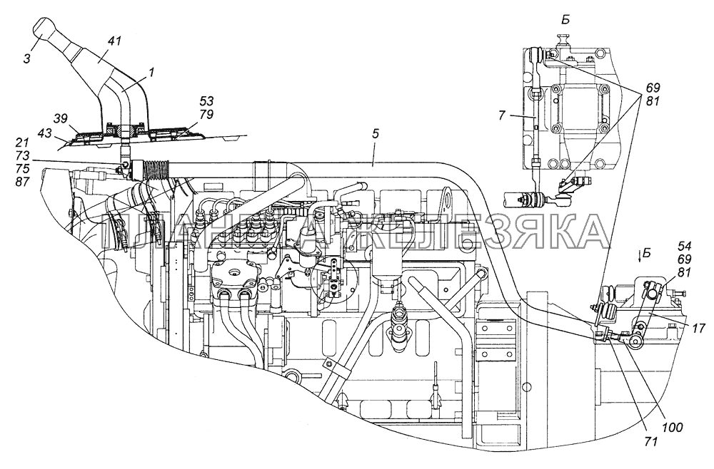 Привод управления механизмом переключения передач 4308-1703005 КамАЗ-4308