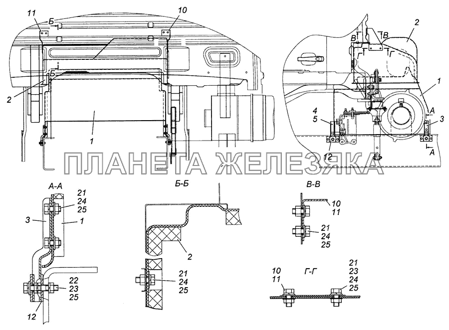 Установка шумоизоляционных экранов двигателя Э4308-5614200 КамАЗ-4308