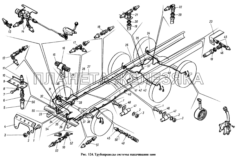 Схема тормозного привода автомобиля МАЗ-5337