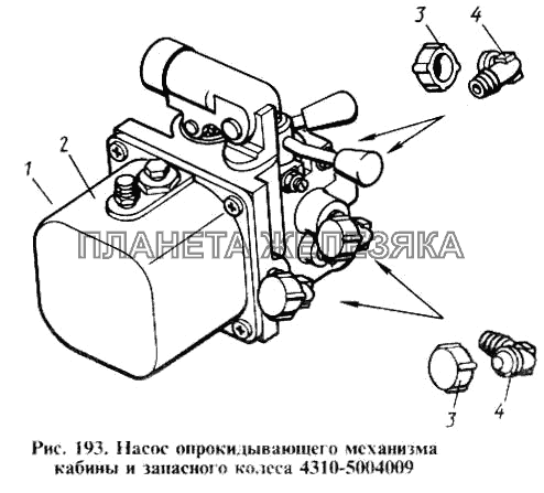 Насос опрокидывающего механизма кабины и запасного колеса КамАЗ-4310