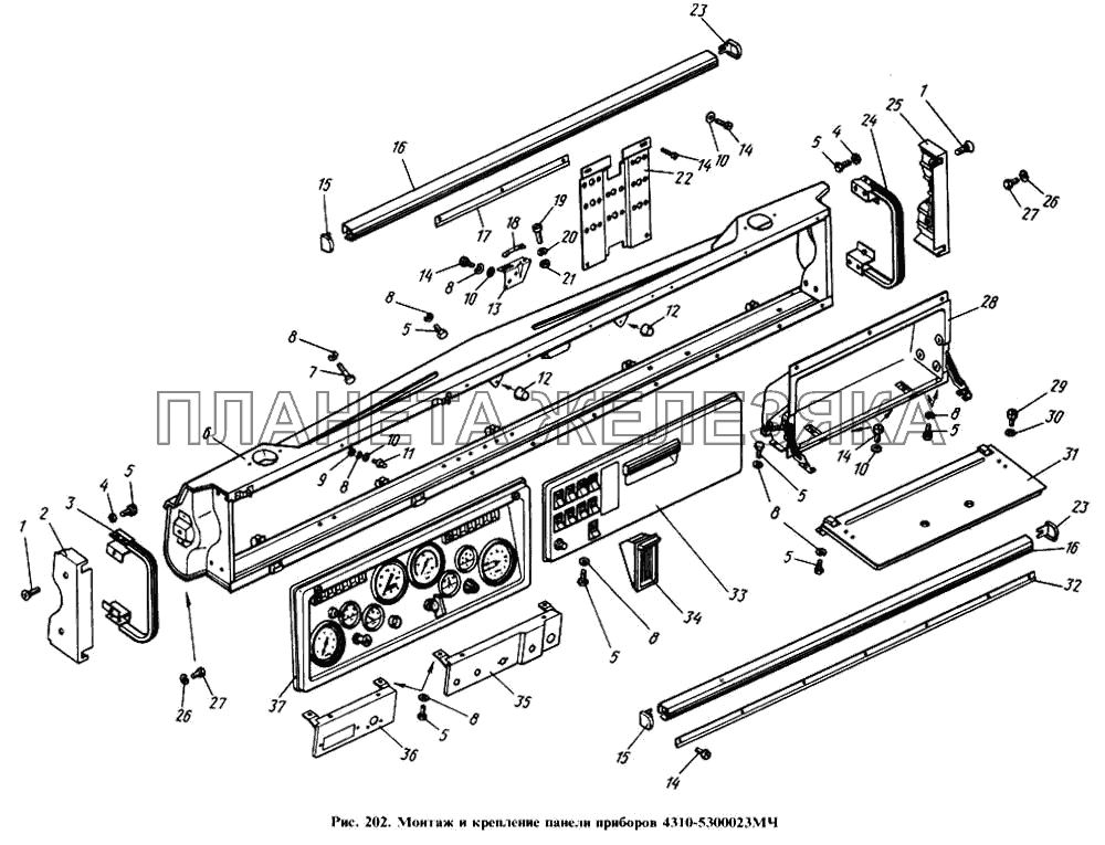 Монтаж и крепление панели приборов КамАЗ-4310