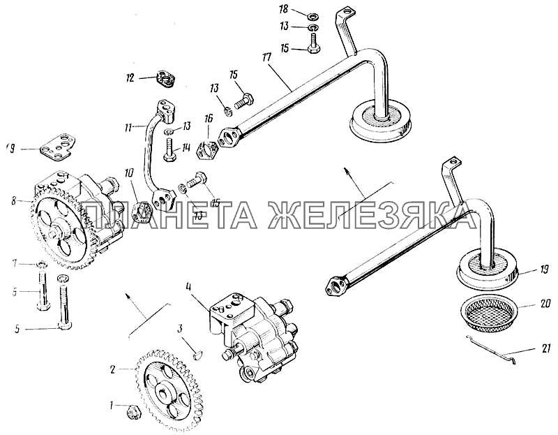 Установка насоса масляного КамАЗ-43101