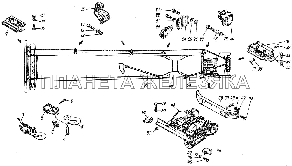 Установка лебедки КамАЗ-43101