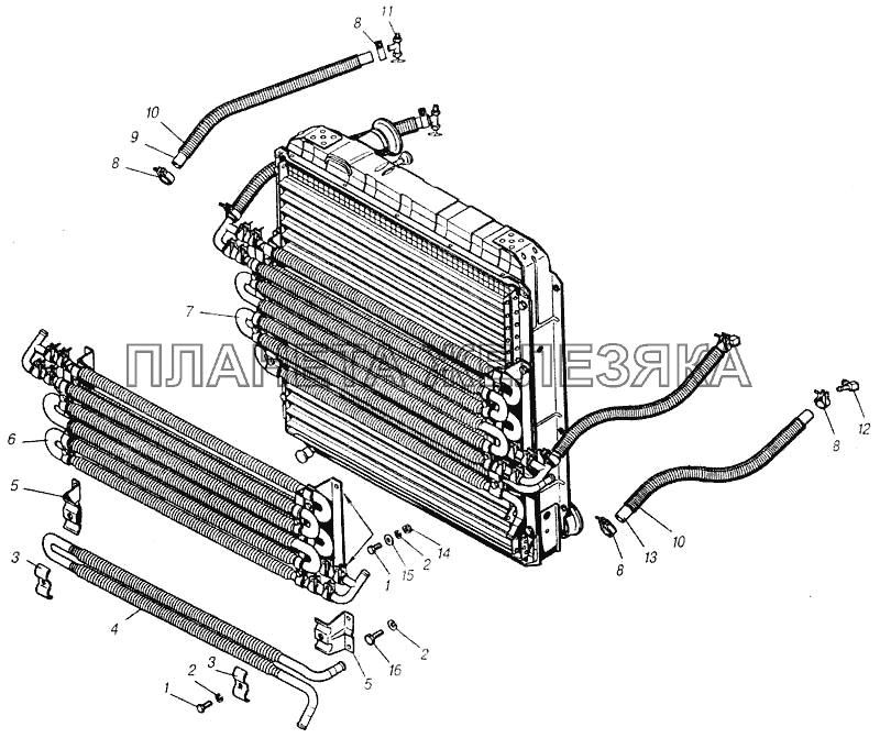 Установка масляных радиаторов и маслопроводов КамАЗ-4310 (каталог 2004 г)